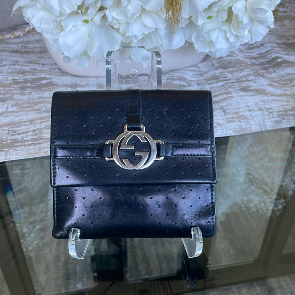 Gucci black leather double side  wallet